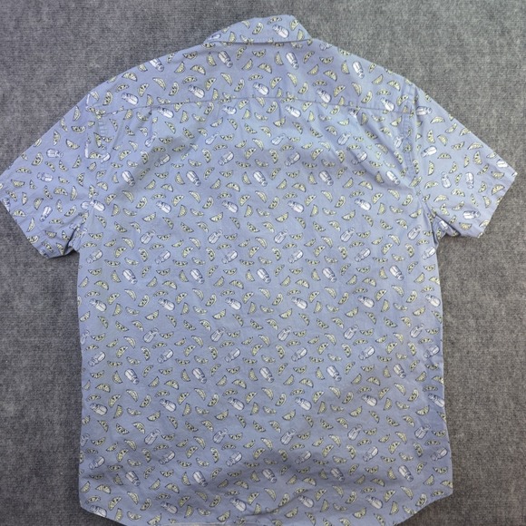 J Crew Mercantile Flex Shirt Large Blue Lemon Salt Shaker Geometric Short Sleeve - Picture 7 of 8